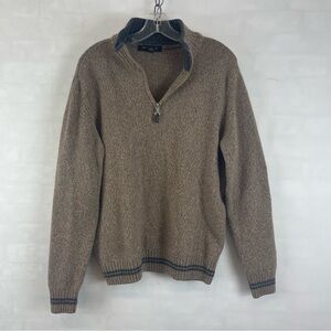 Paolo Mondo Made‎ in Italy Wool Blend 1/4 Zip Sweater Men’s XL Brown